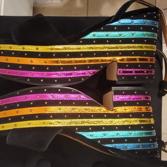 Kurt Geiger Black and Multicolor Platform Sandals - Picture 2 of 5